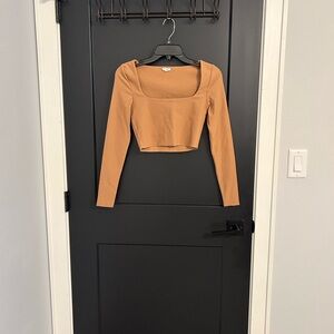Cotton On Camel Long Sleeve Crop Top